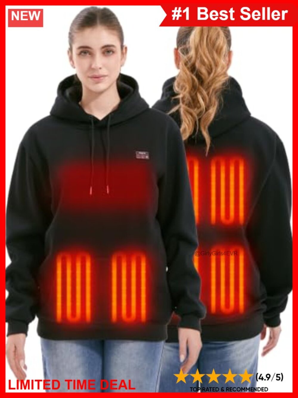 Heated Hoodie with Battery Pack Fleece Lined Pullover Sweatshirt